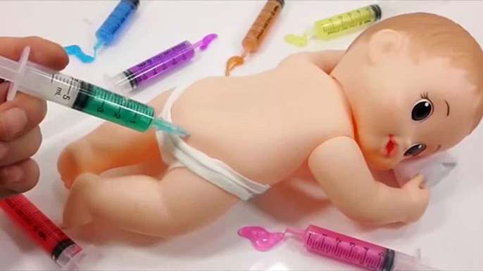 Baby Doll Bath Time DIY Doctor Syringe Slime English Learn Colors Orbeez Surprise Toy YouTube