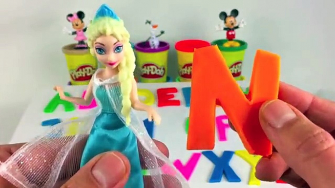 Learn your PlayDoh ABC count 123 Peppa Pig Elsa Frozen Mickey Mouse Minnie Mouse Olaf