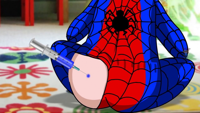 Funny Little Baby Spider man Injections in The Bottom | Learning Colors for Kids with Baby Doll