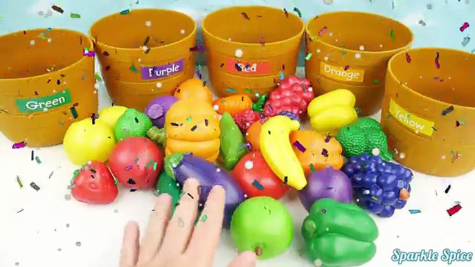 Learn COLORS, Sorting and Counting with Fruits & Vegetables Toys and Color to Teach Preschool Kids