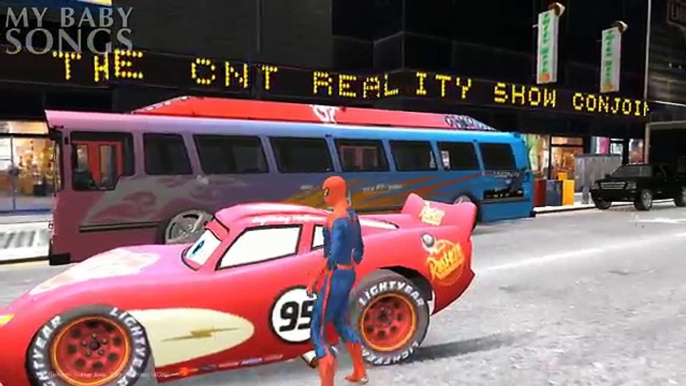 COLORS MCQUEEN CARS on TRUCK with Spiderman & Superheroes and Nursery Rhymes Kids Songs