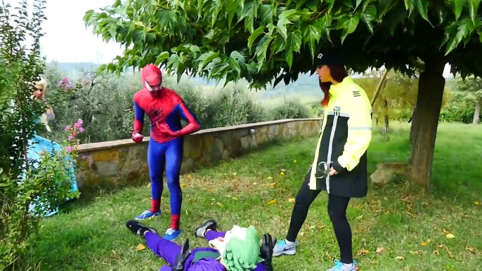 Frozen Elsa Stolen Costumes Pink Spidergirl! w/ Joker, Spiderman - Funny Superheroes Video