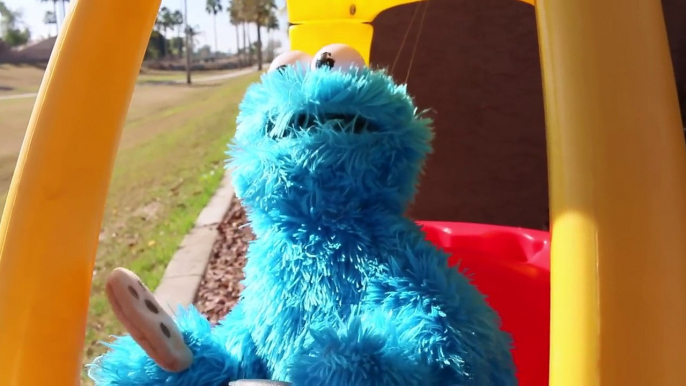 Cookie Monster Driving Cozy Coupe with Super Mario, Sesame Street, Mickey Mouse Bad Driver