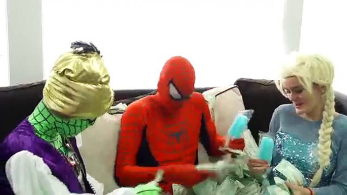 Spiderman and Frozen Elsa meet the Ninja turtles Pink spidergirl vs Maleficent and the jok