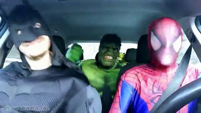 Superheroes Dancing in Car: Spiderman Venom Batman Joker Deadpool Hulk Funny Movie in Real