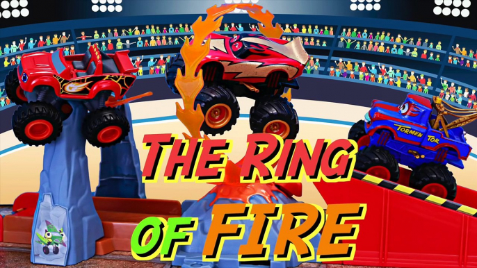 Blaze the Monster Machine Flaming Volcano Jump Playset Slam and Crash Zeg Toy Cars for Kid