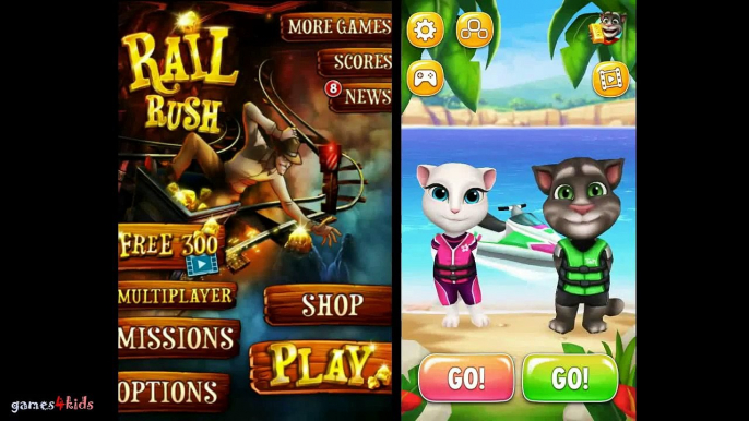 Talking Tom Gold Run vs Talking Tom Jetski vs Rail Rush gameplay ios/android