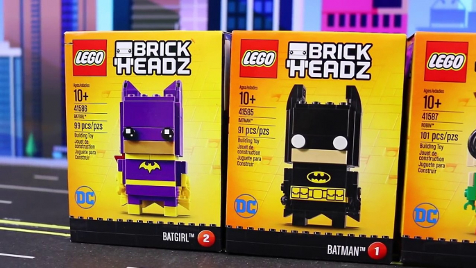 Lego Batman Movie Brickheadz Joker and Penguin kidnap Batgirl rescued by Batman and Robin-ApQ5quWBypU