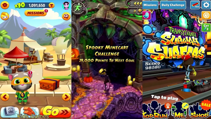 Temple Run 2 Halloween Spooky Summit VS Talking Tom Gold Run Ben VS Subway Surfers Havana