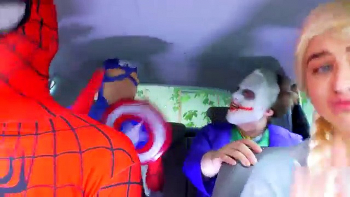 Frozen Saves Spiderman vs Joker - Frozen Elsa Kisses Spiderman in Real Life - Superheroes