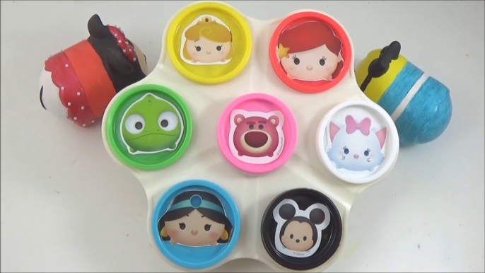 LEARN COLORS with Disney Tsum Tsums! Play doh Toy Surprise Cans, Disney ツムツム Toys-b4IA