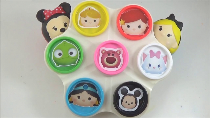 LEARN COLORS with Disney Tsum Tsums! Play doh Toy Surprise Cans, Disney ツムツム Toys-b4I