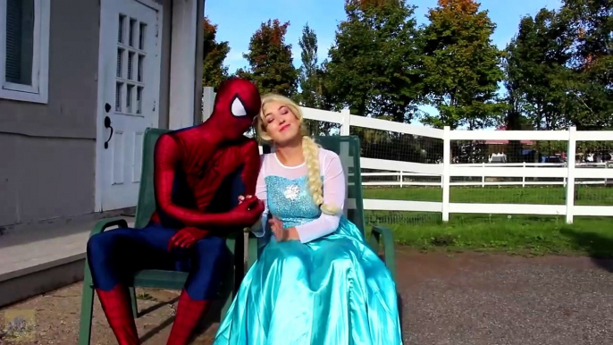 Spiderman EVIL SURPRISE! w_ Frozen Elsa Maleficent Joker Girl Spidergirl Ariel! Superheroes IRL  -)-47MkAR