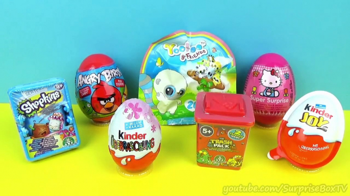 7 Surprise Eggs Yoohoo and Friends Shopkins Angry Birds Kindr Eggs ביצת קינדר ביצת הפתעה-1_Gm