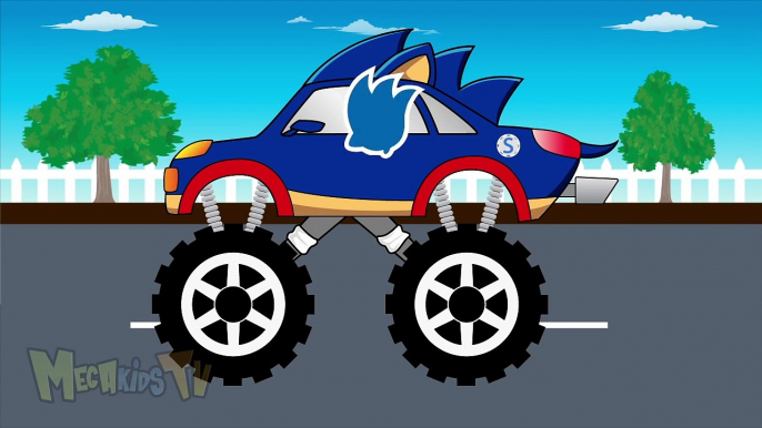 Mario Truck Vs Sonic Truck - Monster Trucks For Children - Mega Kids Tv