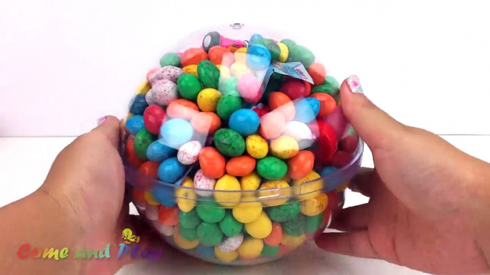 Giant M&M Chocolate Orb Surprise Toys Disney Ooshies Paw Patrol Learn Colors Play Doh Ice Cream Kids-Av