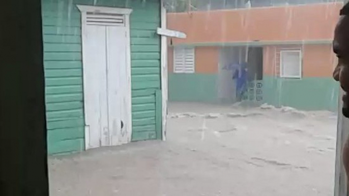 Torrential Rain Floods Streets in Dominican Republic's Barahona Province