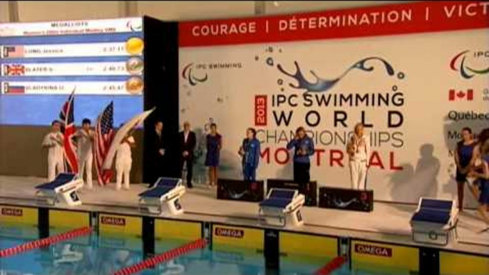 Swimming - women's 200m individual medley SM8 medal ceremony - 2013 IPC Swimming World Championships