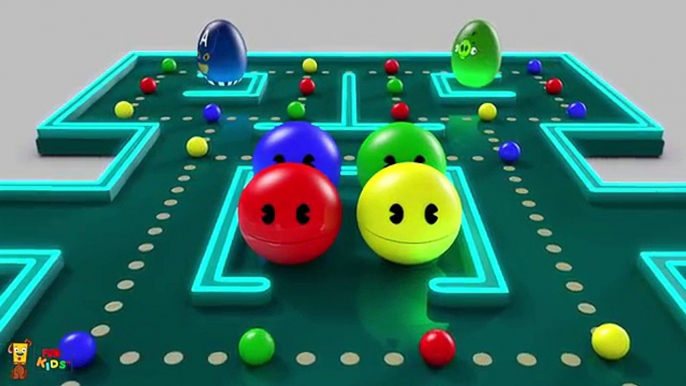 Aprender los colores con pacman para los niños | pac-man de dibujos animados de juguetes educativos para el aprendizaje preescolar