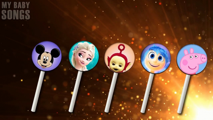 Mickey, Peppa Pig, Elsa Frozen, Teletubbies, Inside Out | Lollipop Finger Family Nursery R