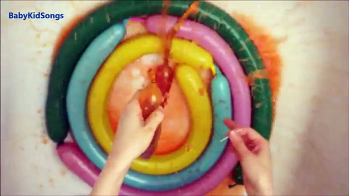 Lillipop Rainbow wet Balloons Learn colors Balloon water Finger Nursery Rhmes Compilation