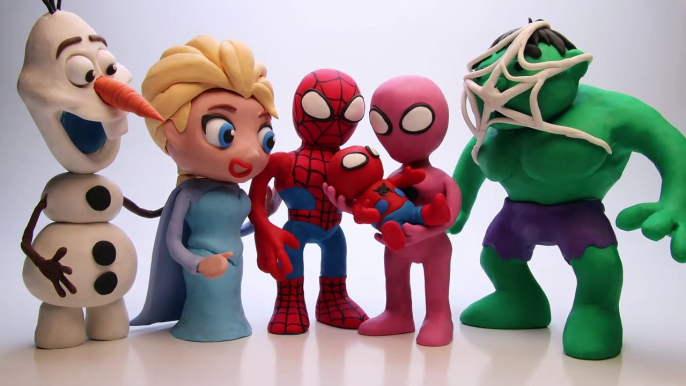 Pink Spidergirl Pregnant & Spiderman Stop Motion Play Doh Spiderbaby Superheroes Prank Vid