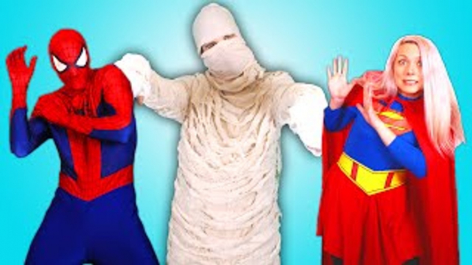 Spiderman Mummy Prank! w/ Frozen Elsa Arrested, Pink Spidergirl, Doctor, Joker! Funny Superheroes :)