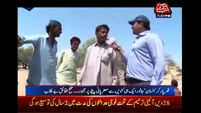 Animals and humans drinking water from the same well - People of Tharparkar, Sindh bashing PPP