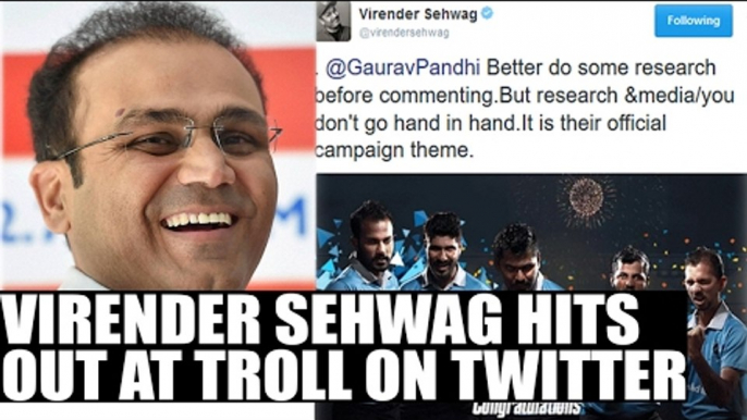 Virender Sehwag hits out at troll on Twitter, asks critics to do research | Oneindia News