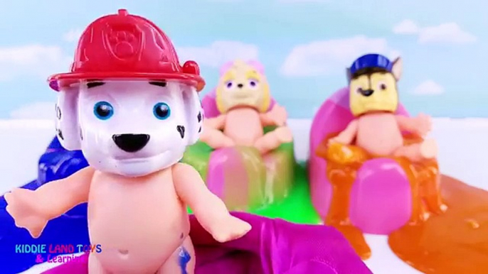 Cute Paw Patrol Baby Doll Bath Time Slime Toy Surprises Learn Colors Marshall Chase Skye