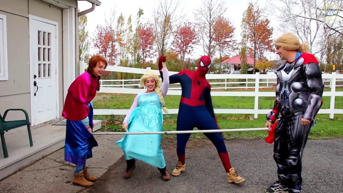 Frozen Elsa ARRESTED BY POLICE CAR! w/ Spiderman Princess Anna Joker Pink Spidergirl! Supe