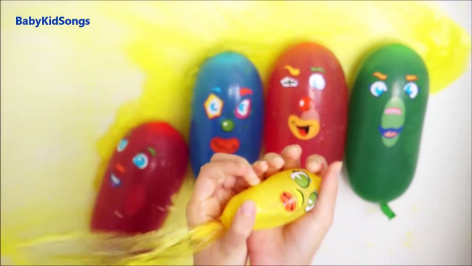 Five Wet Balloons Toys Compilation - Learning Colours collection - Faces Water Balloon Son