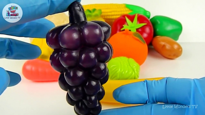 Learn Names of Toy Fruit and Vegetables VS Real Fruits and Vegetables Cutting for Children