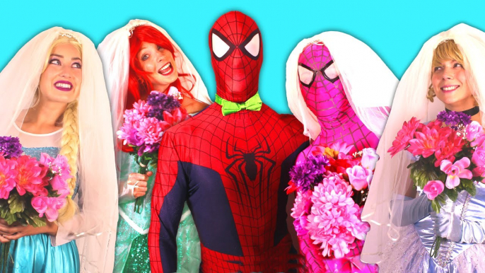 Frozen Elsa & Princesses WANT TO MARRY Spiderman w_ Joker Catwoman Maleficent Spidergirl Superheroes