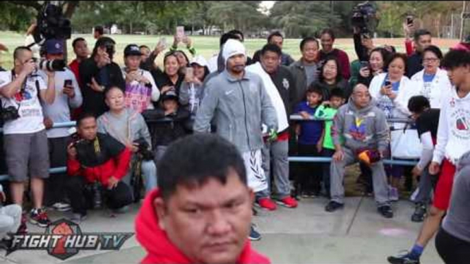 Manny Pacquiao draws HUGE crowd in final Hollywood morning workout - Pacquiao vs  Vargas