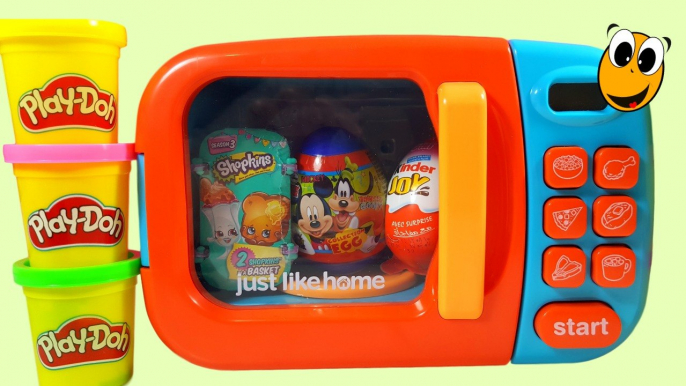 JUST LIKE HOME Microwave Playdoh surprise eggs and toys surprises by Koki Disney Toys