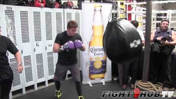 Saul "Canelo" Alvarez vs. Josesito Lopez: Canelo hits the uppercut bag