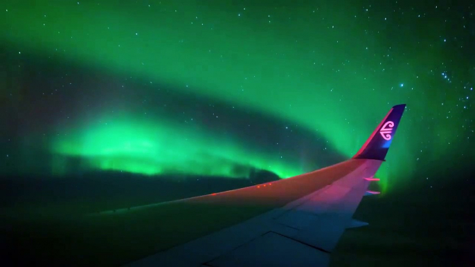 Incredible footage of the Northern Lights captured from a plane window