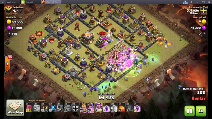 New Strategy 10 Witches 14 Bowlers Destroy War Base Defense 3 Stars, Awesome TH11 & TH10 Replay!!, Clash of clans, th11,