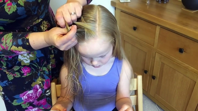 Pointu français tresses avec désordonné chignon cheveux tutoriel par deux petit filles coiffures