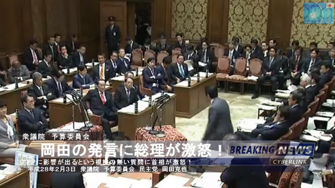 国会 民主 岡田氏の根拠の無い発言に安倍首相が激怒！甘利氏問題でTPPに 最新の面白い国会中継