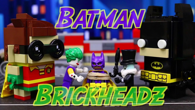 Lego Batman Movie Brickheadz Joker and Penguin kidnap Batgirl rescued by Batman and Robin-ApQ