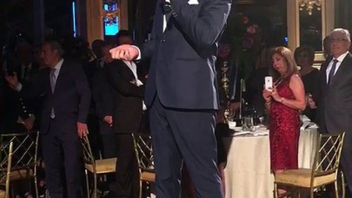 David Serero sings the Hatikvah at the Soroka Gala at the Pierre Hotel, NewYork