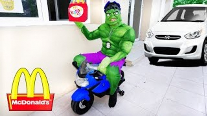 HULK MCDONALDS DRIVE THRU Prank! w/ Happy Meal Spiderman Paw Patrol Chase Joker in Real Life