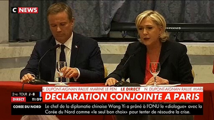 Conférence de presse Marine Le Pen et Nicolas Dupont-Aignan le 29 avril 2017