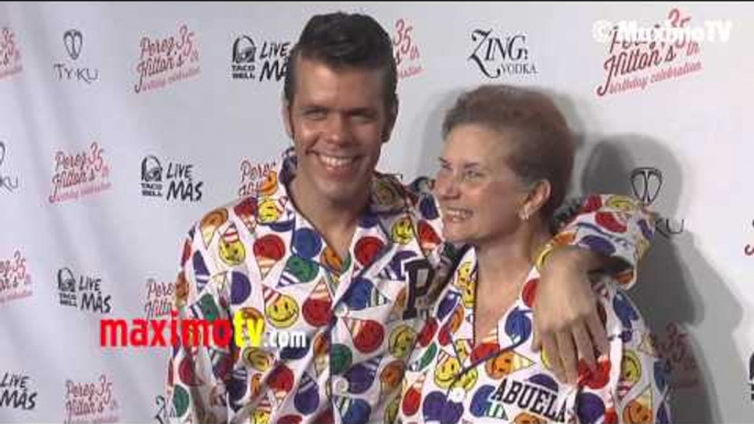 Perez Hilton and Momma Perez at Perez Hilton 35th Birthday PAJAMA Party Arrivals