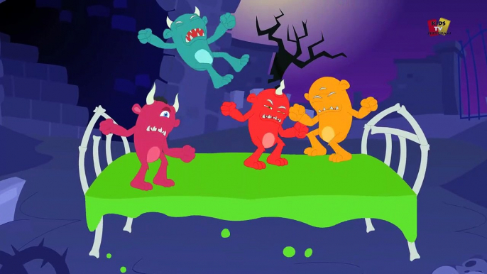 fünf kleine Monster Jumping auf dem Bett _Kindervers _ Five Little Monster Jumping On Bed _Kids So