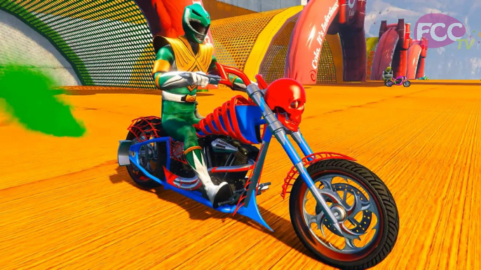 COLORS MOTORCYCLES Jumping w Superhero Cartoon Videos in Spiderman Cartoons for Children & Songs