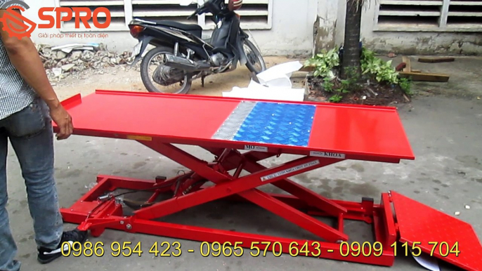 Bàn nâng xe máy đạp chân, Bàn nâng sửa xe giá rẻ, Bàn nâng cơ T250