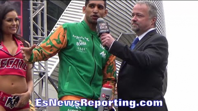 SAUL CANELO ALVAREZ & AMIR KING KHAN GIVE THEIR LAST WORDS POST WEIGH IN - EsNews Boxing